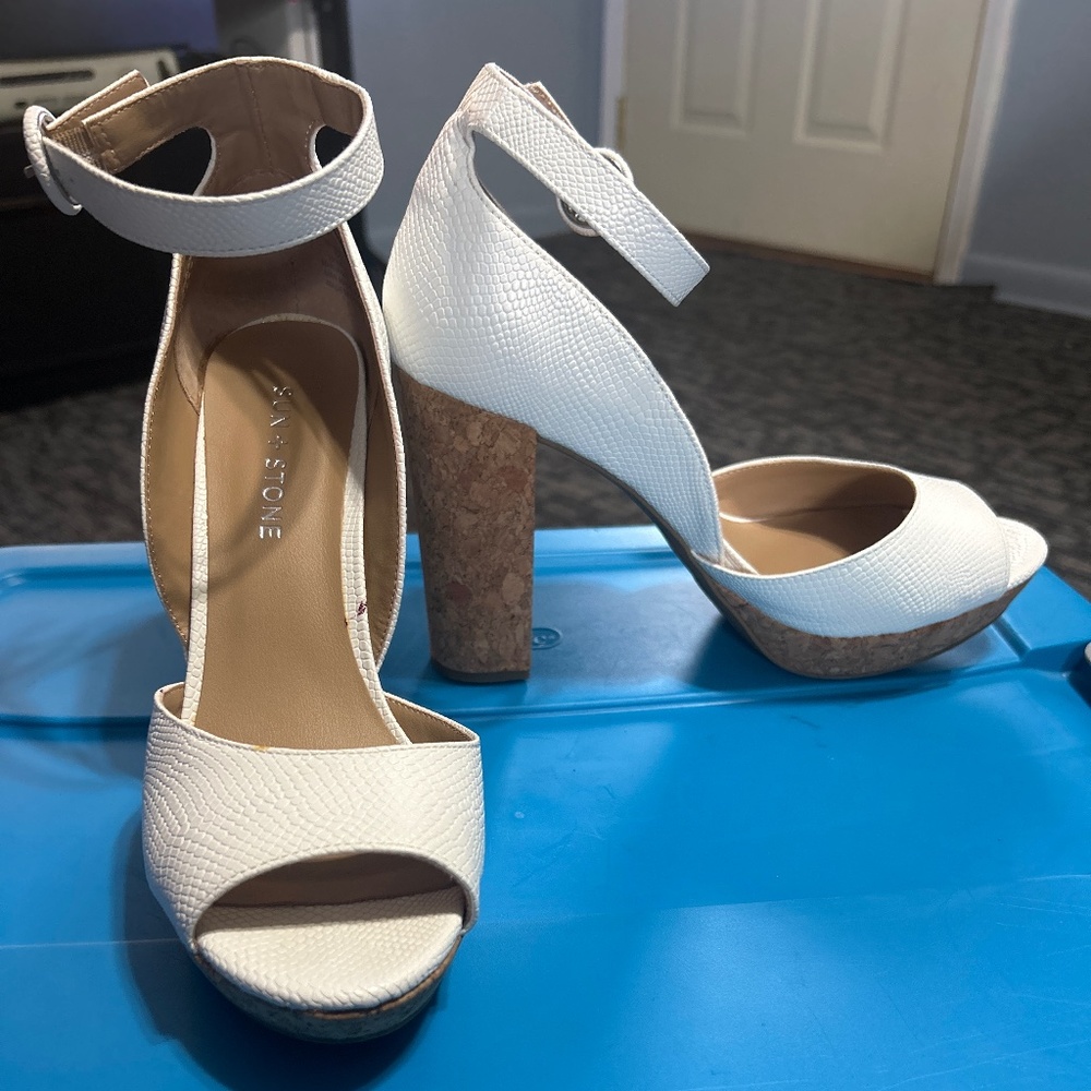 White Open Toe Heels